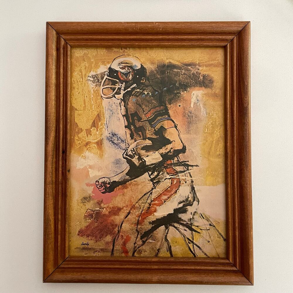 VTG MCM Louis Zansky Framed Abstract Football Print 11x14